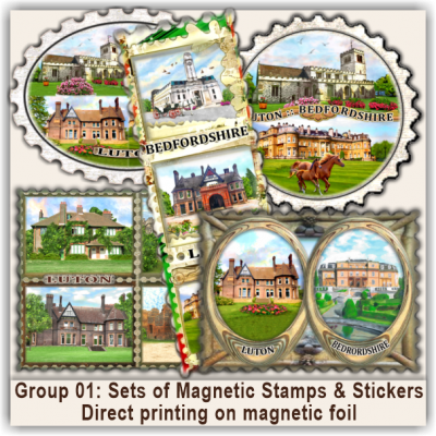 Luton Sets of Magnetic Stamps, Stickers & Bookmarks 01 Luton Sets of Magnetic Stamps, Stickers & Bookmarks 01