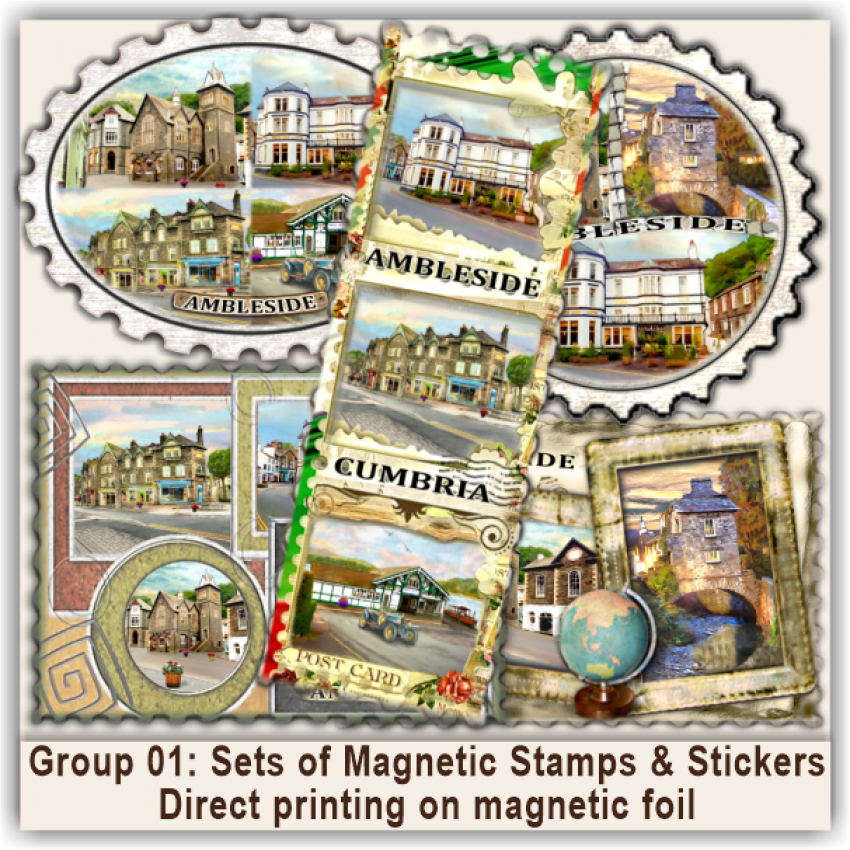 Ambleside Sets of Magnetic Stamps, Stickers & Bookmarks 01