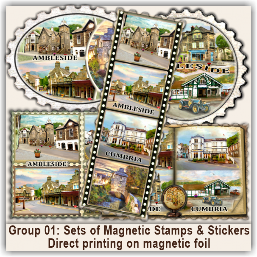 Ambleside Sets of Magnetic Stamps, Stickers & Bookmarks 01