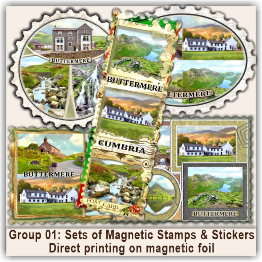 Buttermere Sets of Magnetic Stamps, Stickers & Bookmarks 01