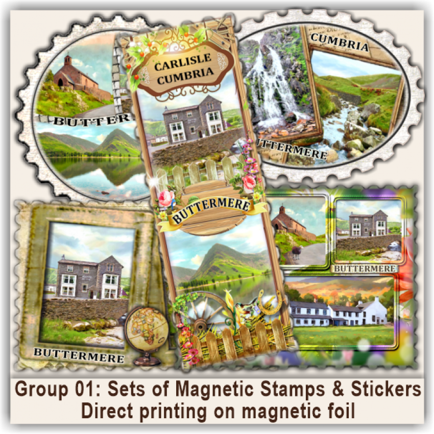 Buttermere Sets of Magnetic Stamps, Stickers & Bookmarks 01