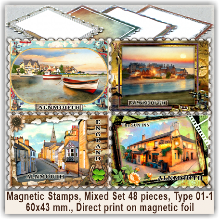 Alnmouth Sets of Magnetic Stamps, Stickers & Bookmarks 01