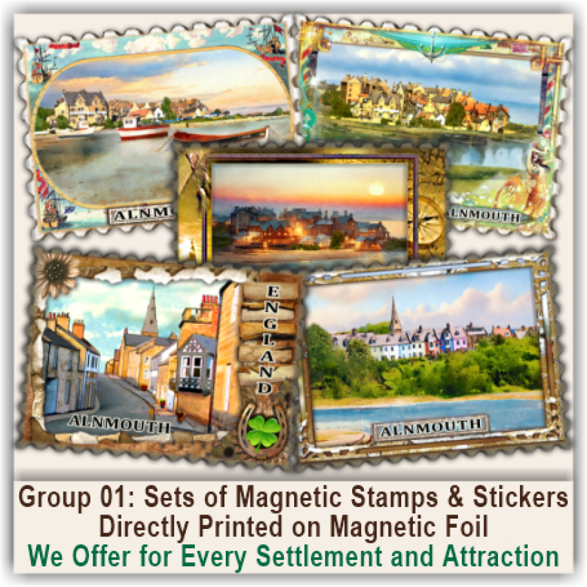 Alnmouth Sets of Magnetic Stamps, Stickers & Bookmarks 01