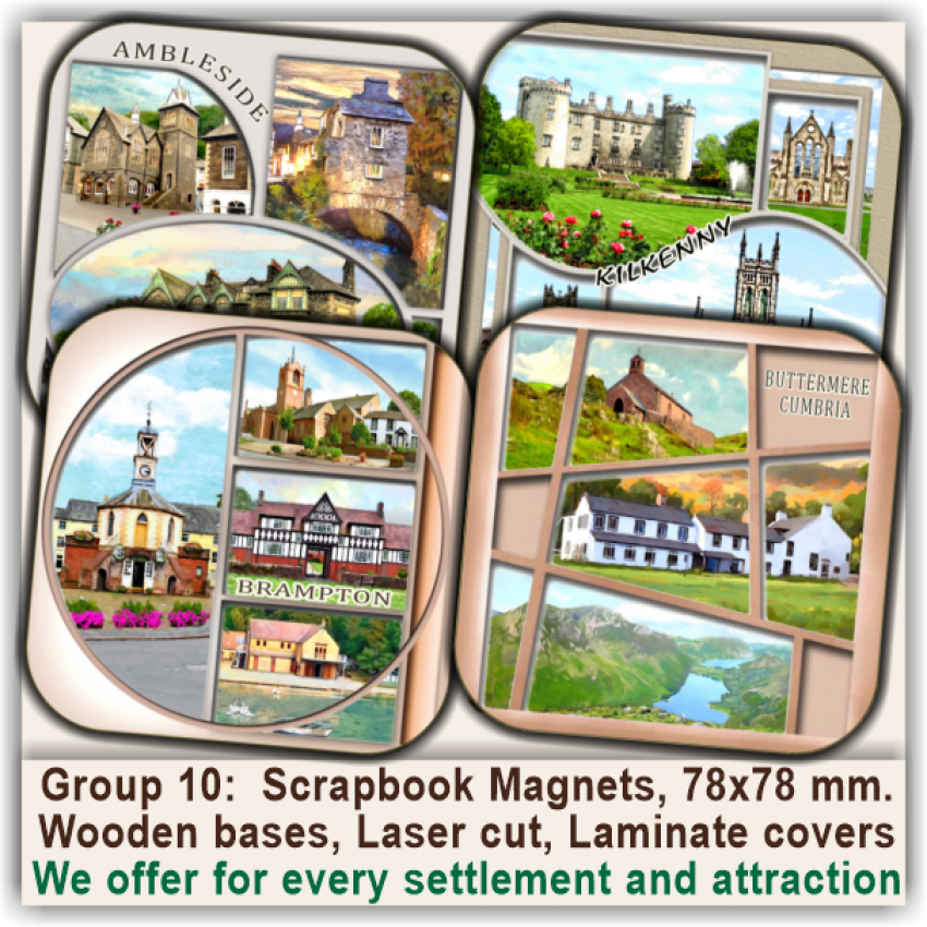 10 England, Ireland, Scotland, Wales Magnetic Scrapbook Souvenirs