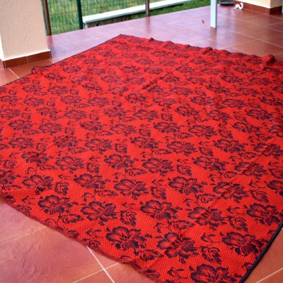 Red Wool Bedspread or Floor Covering 
