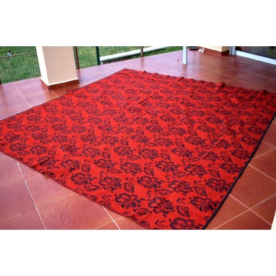 Red Wool Bedspread or Floor Covering 
